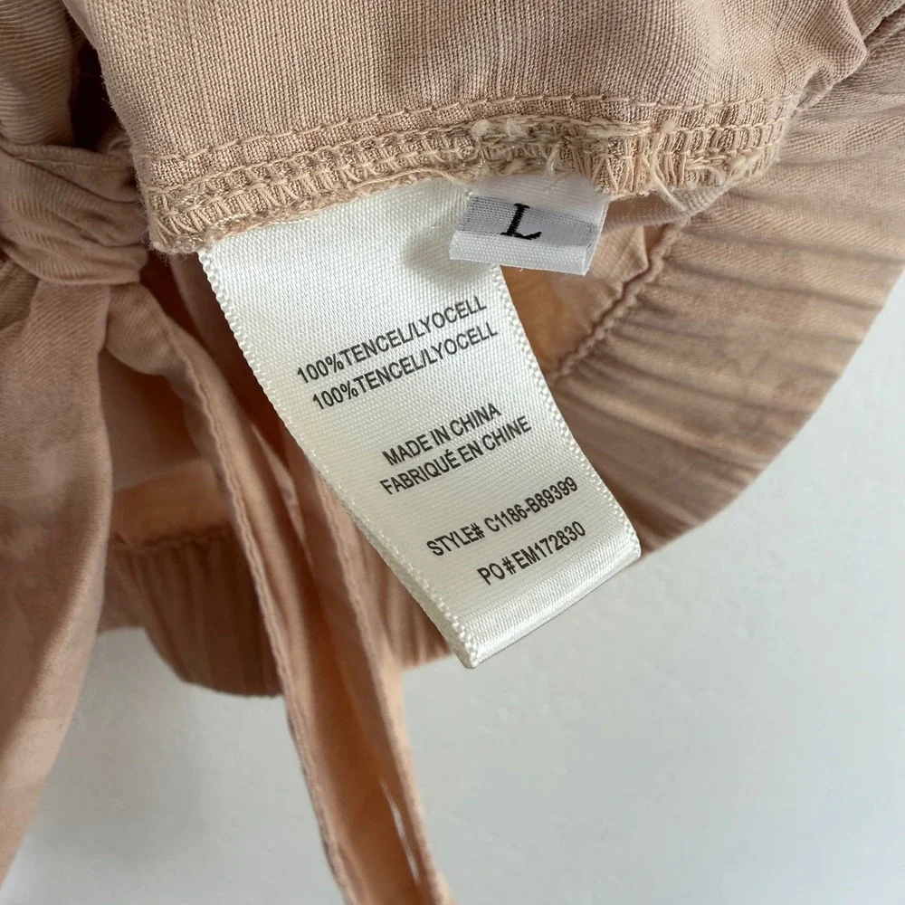 Cloth & Stone Anthropologie Tie Front Tank Top L Tencel Blush Tonal Animal Print